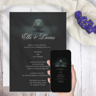 D20 Donkere Moth Wedding Invitation Kaart