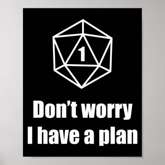 D20 Fail Dont Worry I Have A Plan Poster (Voorkant)
