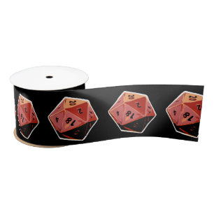 D20 Gamer Dice Art Fabric Ribbon Satijnen Lint