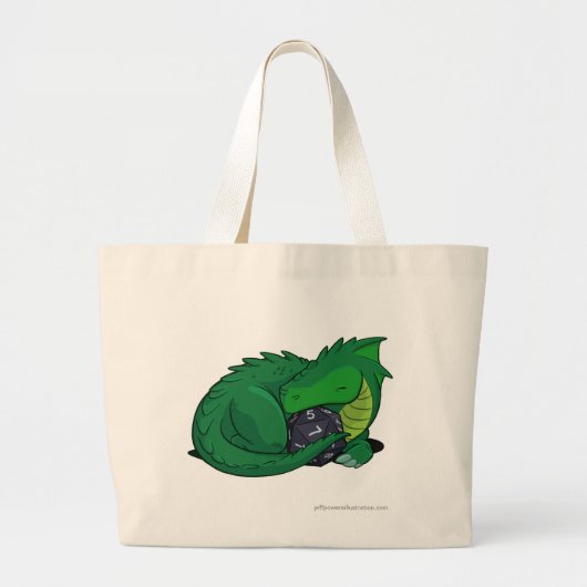 D20 Groene draak Grote Tote Bag (Voorkant)