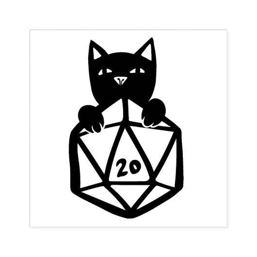 D20 Kat Rubberstempel (Afrduk)