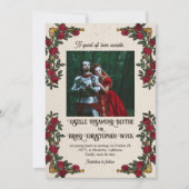 D20 Monogram Rode Rozen RPG Thema Trouwen Save The Date (Voorkant)
