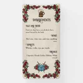 D20 Monogram Rozen RPG Trouw Bar Menu Spandoek