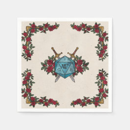 D20 Monogram Rozen RPG Trouw Servet