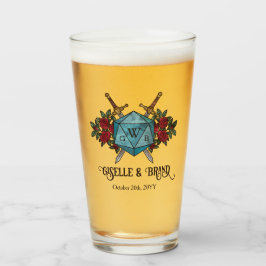 D20 Monogram RPG Trouwherinnering Glas