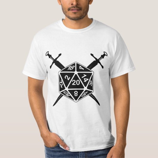 D20-muis met zwaarden t-shirt (Voorkant)