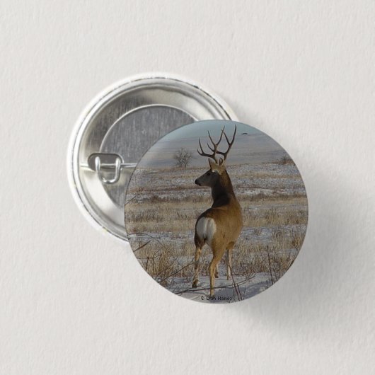D20 Mule Deer Buck in sneeuw Ronde Button 3,2 Cm (Voorkant /achterkant)