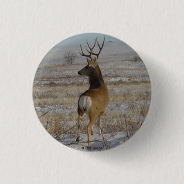 D20 Mule Deer Buck in sneeuw Ronde Button 3,2 Cm