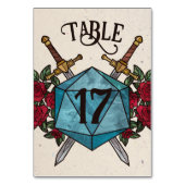 D20 Rozen RPG Trouwtafel Nummer Kaart (Achterkant)