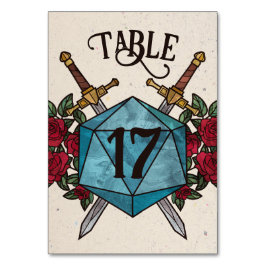 D20 Rozen RPG Trouwtafel Nummer Kaart