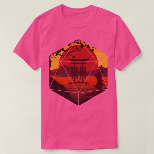 D20 RPG Dice Art Dungeons Warrior Samurai Fantasy T-shirt (Design voorkant)