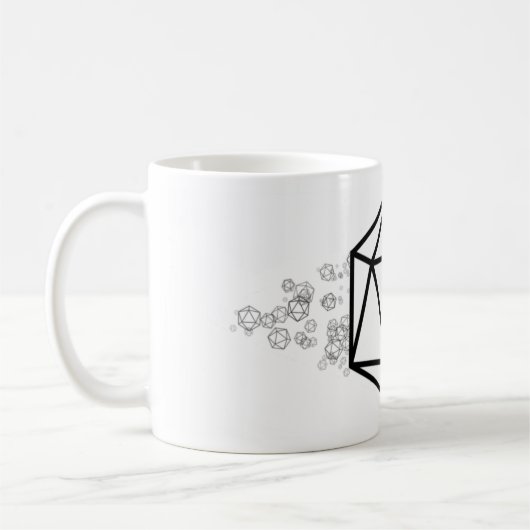 D20: twintig zijkanten koffiemok (Links)