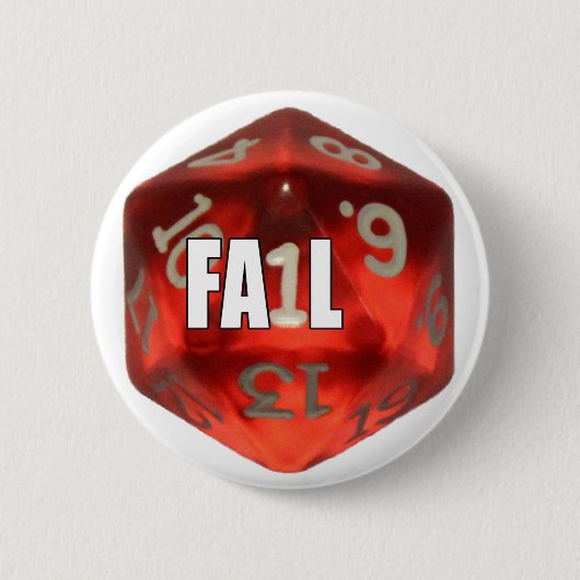 d20 van de tekortkoming ronde button 5,7 cm (Voorkant)