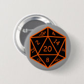 D20 zwart en Oranje Ronde Button 5,7 Cm (Voorkant /achterkant)