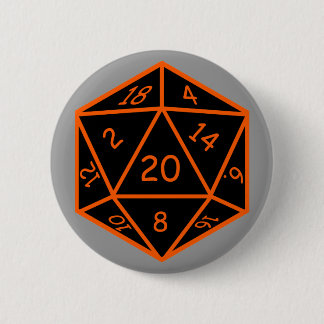 D20 zwart en Oranje Ronde Button 5,7 Cm