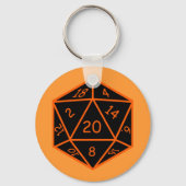 D20 zwart en Oranje Sleutelhanger (Voorkant)