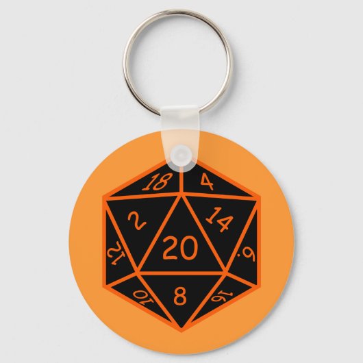 D20 zwart en Oranje Sleutelhanger (Voorkant)