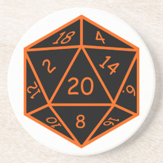 D20 zwart en Oranje Zandsteen Onderzetter