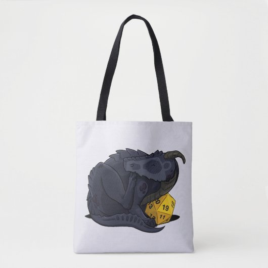D20 zwarte draak tote bag (Voorkant)