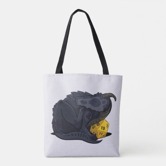 D20 zwarte draak tote bag (Achterkant)