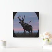 D22 Mule Deer Buck Sunrise Buck Vierkante Klok (Huis)