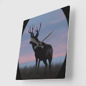 D22 Mule Deer Buck Sunrise Buck Vierkante Klok (Hoek)