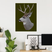 D27 Mule Deer Buck Head Poster (Thuiskantoor)