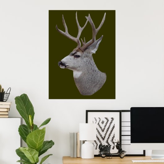 D27 Mule Deer Buck Head Poster (Thuiskantoor)