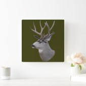 D27 Mule Der Buck Head Shot Vierkante Klok (Huis)