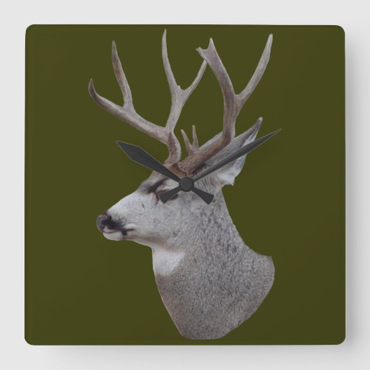 D27 Mule Der Buck Head Shot Vierkante Klok (Voorkant)