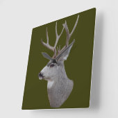 D27 Mule Der Buck Head Shot Vierkante Klok (Hoek)