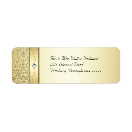 D2 Elegant Gouden Damask Diamond Label (Voorkant)
