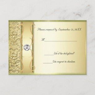 D2 Gold op Gold Damask RSVP-kaart RSVP Kaartje