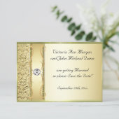 D2 Gold op Gold Damask Sla de datumkaart op Save The Date (Staand voorkant)