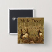 D30 Mule Deer Bucks Vierkante Button 5,1 Cm (Voorkant /achterkant)