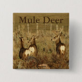 D30 Mule Deer Bucks Vierkante Button 5,1 Cm (Voorkant)
