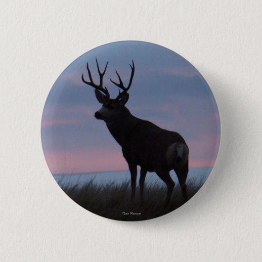 D3 Mule Deer Sunrise Buck Ronde Button 5,7 Cm (Voorkant)