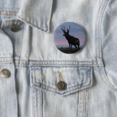 D3 Mule Deer Sunrise Buck Ronde Button 5,7 Cm (In situ)