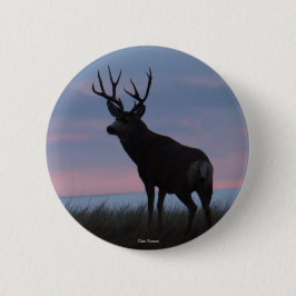 D3 Mule Deer Sunrise Buck Ronde Button 5,7 Cm