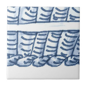 D4 - Muurtapijtschel met delft-mandje - D4 Tegeltje