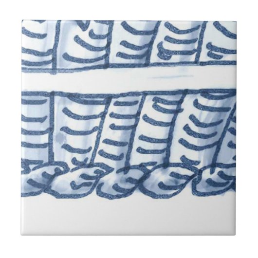 D4 - Muurtapijtschel met delft-mandje - D4 Tegeltje (Voorkant)