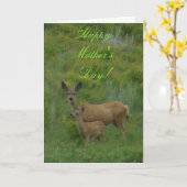 D5 Mule Deer Doe en Fawn Kaart (Gele Bloem)