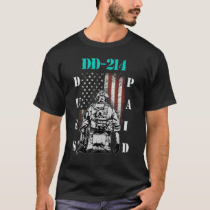 D-214 Dues betaald DD214 Soldaat Veteran 1 T-shirt