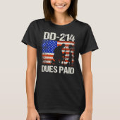 D-214 Dues betaald DD214 Soldaat Veteran T-shirt (Voorkant)