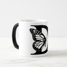D Alphabet black butterfly Magische Mok