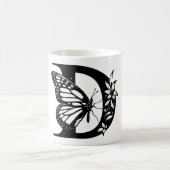 D Alphabet black butterfly Magische Mok (Center)