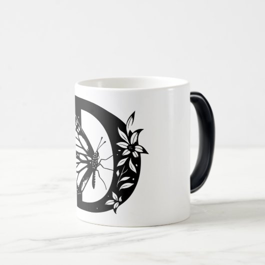 D Alphabet zwarte vlinder Magische Mok (Voorkant rechts)