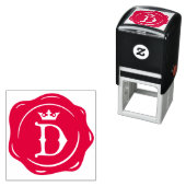 D - Antiek Wax Seal Gotische Kroon Initiaal Letter Zelfinktende Stempel (In situ)