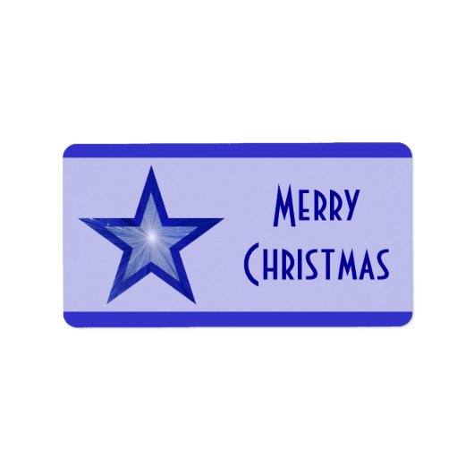 D Blue Star stripe 'Merry Kerstmis' medium bleek Etiket (Voorkant)