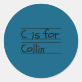 D C Is For Collin Name Student Kindergarten  Ronde Sticker (Voorkant)